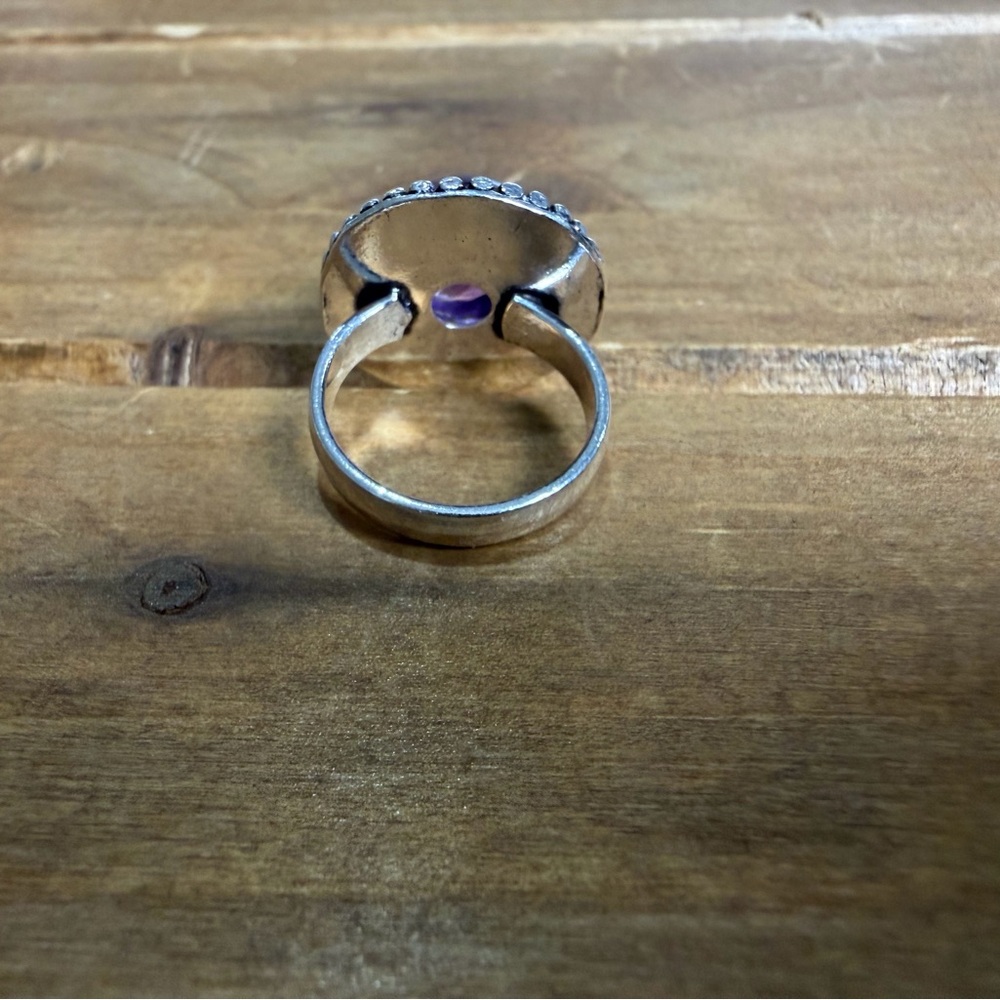 Vintage Style Genuine Amethyst Gemstone Ring Size 5 Silver 925 Plated Bohemian - Picture 4 of 4